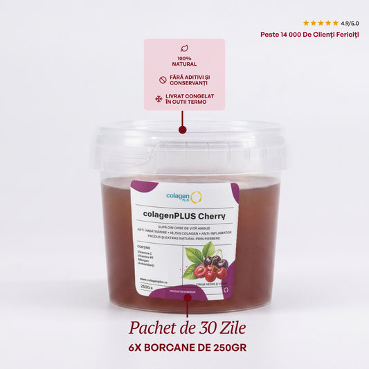 ColagenPlus Cherry — Cireșe Negre și Vișine, pachet 30 de zile, 6 borcane