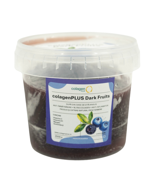 ColagenPlus – colagen natural din oase de vită cu aromă de afine și mure, 100% pur și fără aditivi, pentru susținerea articulațiilor, frumusețea pielii și vitalitate zilnică.
