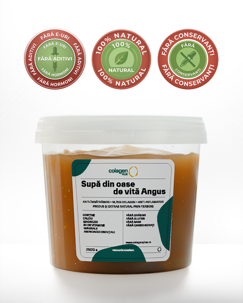 Colagen 100% Natural, 18.750mg, Biodisponibil, Fără Aditivi, Obținut din Supǎ de Oase Angus · ColagenPlus